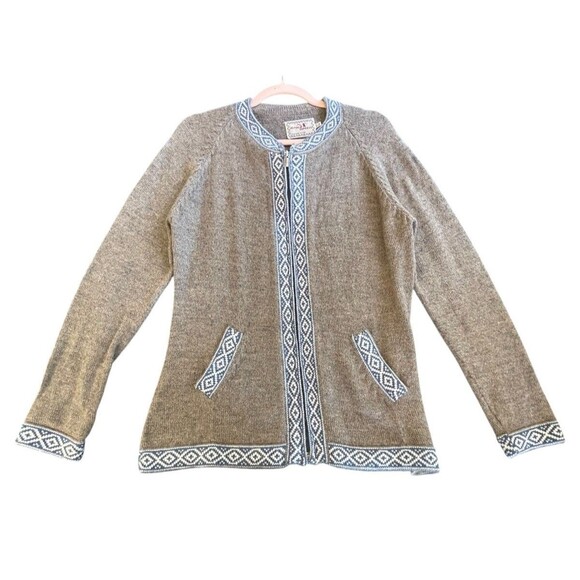 Alpaca Imports Alpaca Women's Cardigan Sweater Size Large Full Zip Handmade - Picture 1 of 9